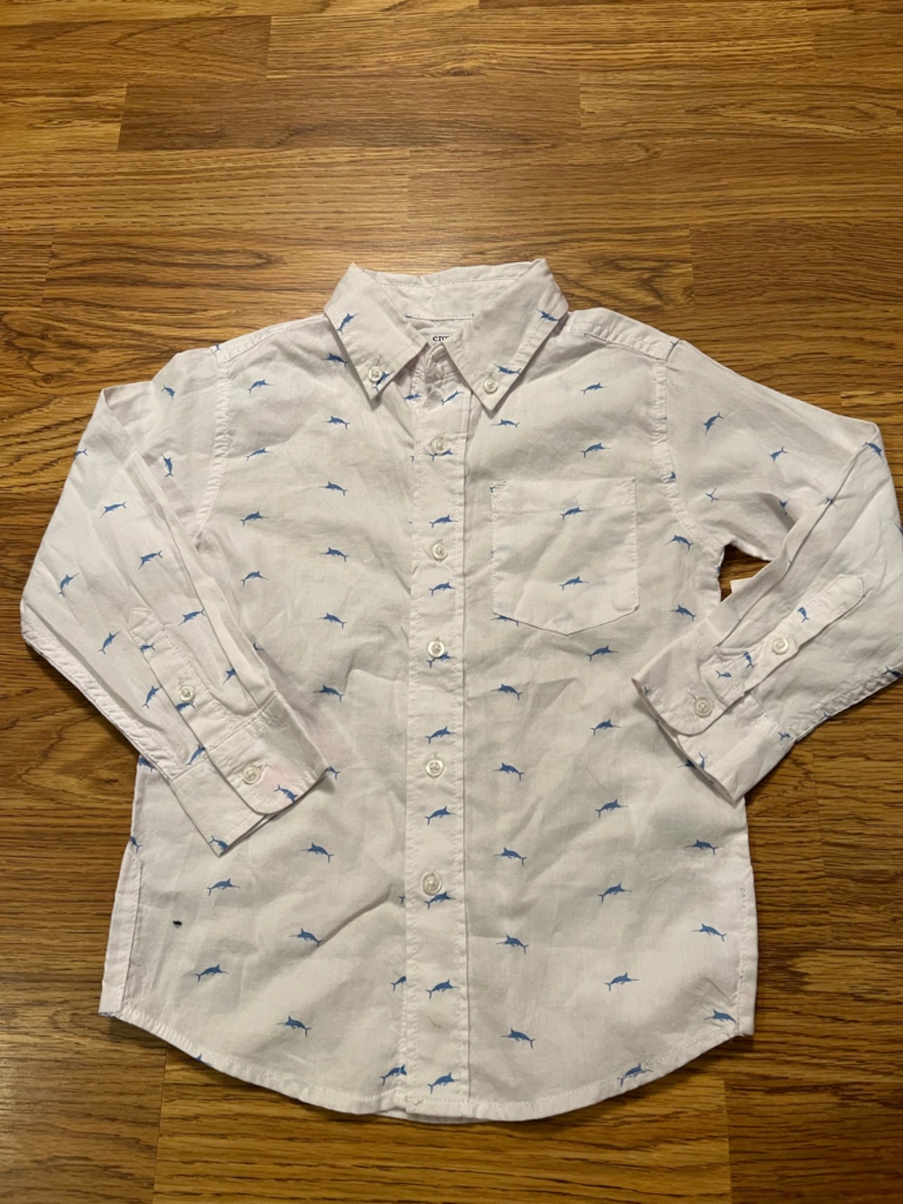 crown & ivy White Button-Down Shirt with Blue Marlin Print
